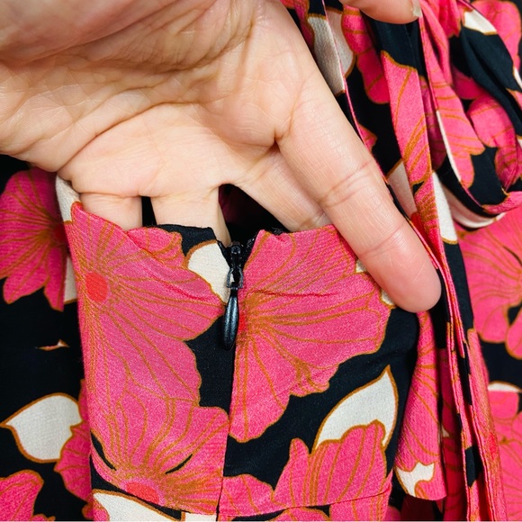 Reiss Andi Coral Graphic Floral Size 10 Square Neck Mini Dress - Picture 3 of 9